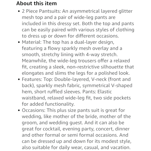 ZOMVA - 3X Black Sparkly Mesh V Neck Wide Leg Mother of The Bride Pantsuit - Picture 11 of 11